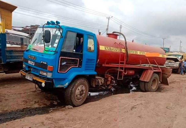 Exhauster truck at a site